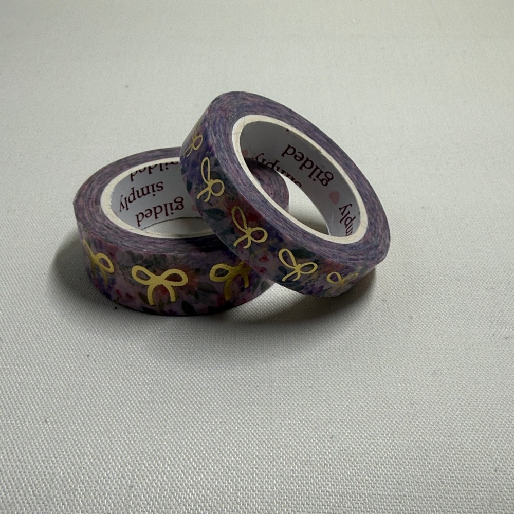 Purple with Gold Foiling Bow Washi Tape Set